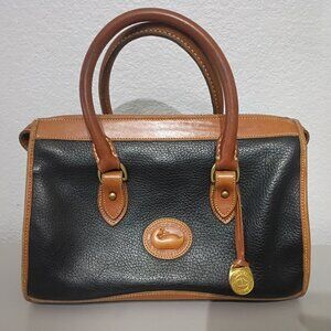 Vintage Dooney & Bourke Black Pebbled Leather Top Handle Satchel Bag Made in USA